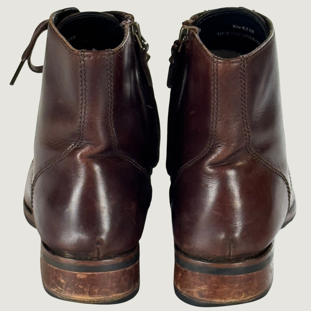 Thursday Boot Company Everyday Brown Leather Ankle Boots Lace Zip Womens 8.5 - Picture 4 of 14